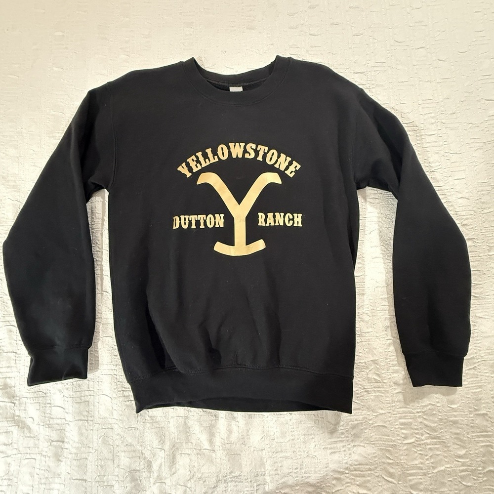 Yellowstone Dutton Ranch Women's Small Sweatshirt Black Gold Soft Crew Neck